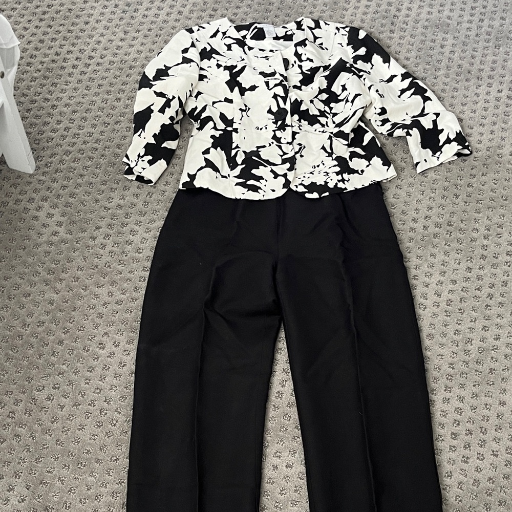 Tweeds Black and White Floral Pantsuit